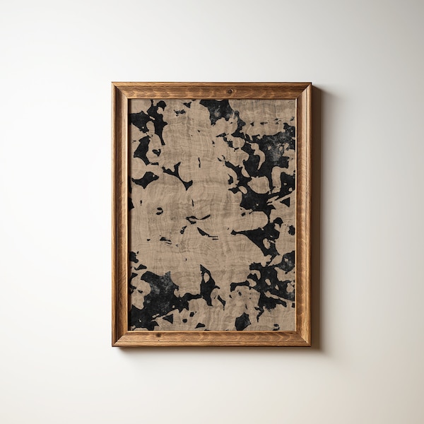 Neutral Abstract Floral Print: Modern Botanical Wall Art Digital Download