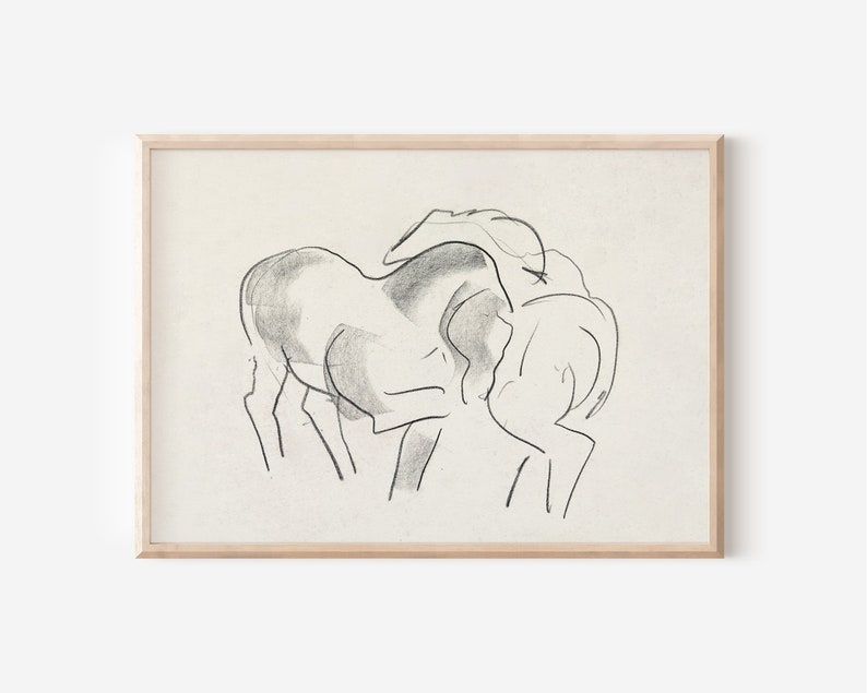 Horse Sketch Horses Downloadable Art PRINTABLE PRINTABLE Wall Art Digital Prints Farmhouse Decor Digital PRINTABLE image 1