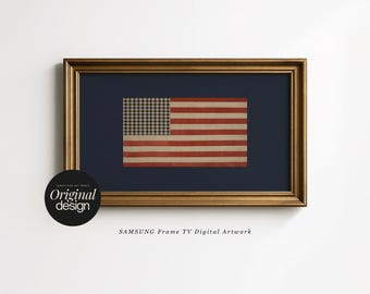 American Flag Samsung Frame TV Art, Patriotic 4th of July TV Art, Americana Decor, Vintage USA Flag Wall Decor
