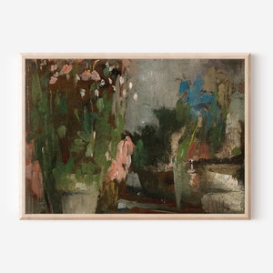 Pintura floral vintage imprimible / Arte mural de estilo rústico melancólico