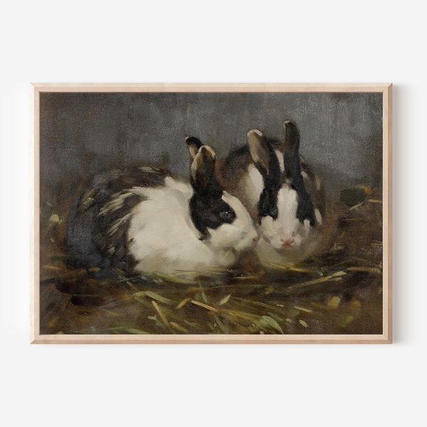 Vintage Rabbit Painting | Printable Wall Decor | Easter Pintables | Vintage Wall Art | 19th Century Artwork | Nursery Wall Decor