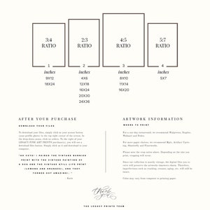 May include: A guide to print sizes for fine art prints. The guide shows different aspect ratios and corresponding print sizes in inches. The text includes the phrase "Legacy Fine Art Prints".