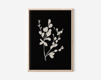 Moody Botanical Abstract Floral Sketch: Neutral French Country Digital Art