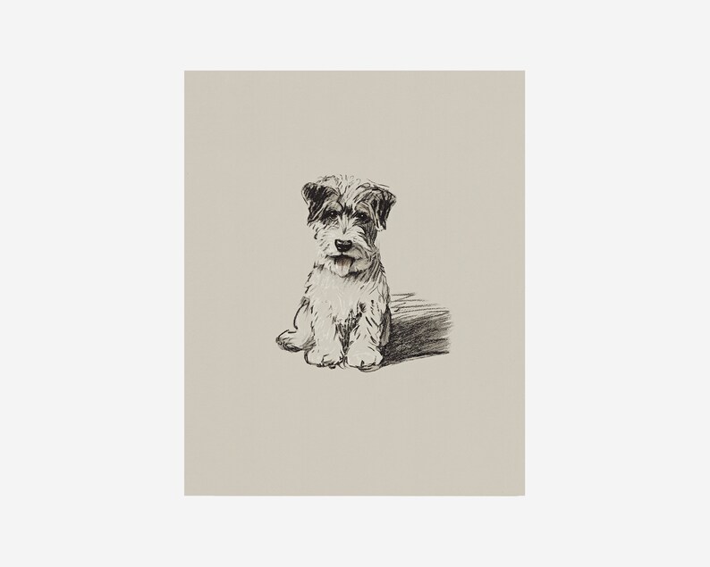 Vintage Dog Sketch Downloadable Prints Print Yourself Etsy