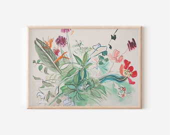 Vintage Floral Oil Painting Print: Modern Farmhouse Wall Art Download
