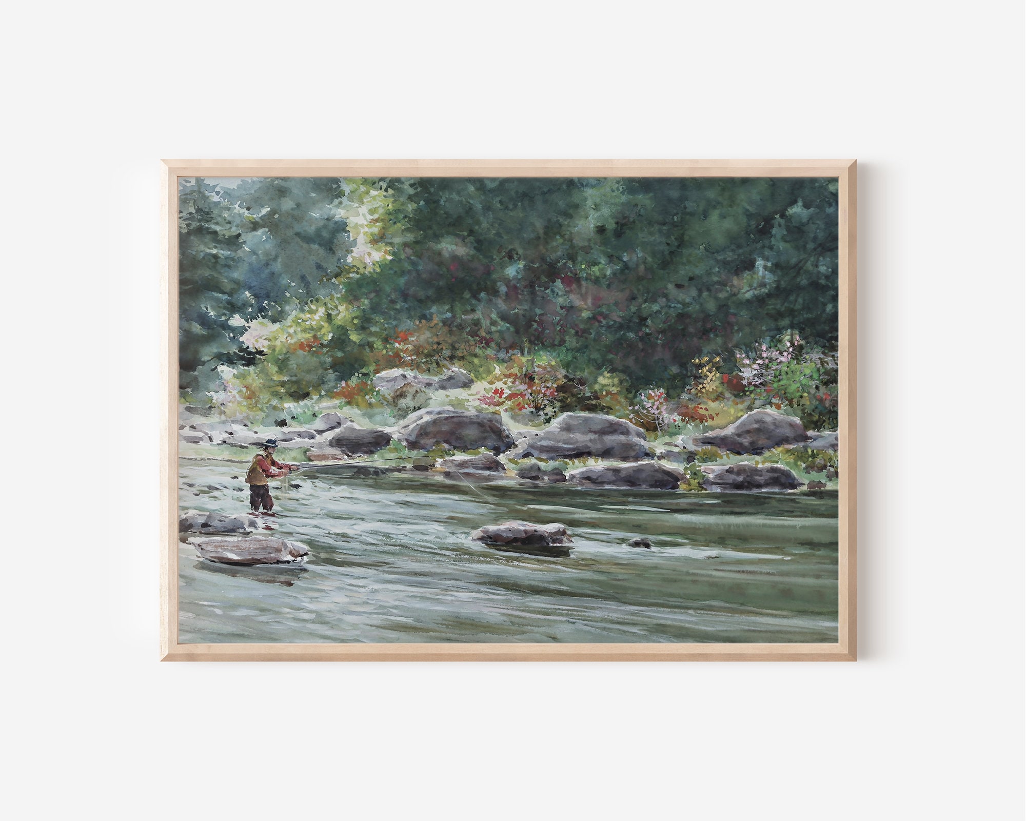 Fly Fishing Farmhouse Wall Art | Fishing Gift Rustic Lake House Art | Field and Stream Freshwater Fishing Downloadable Printable