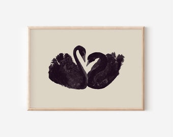 Antique Swan Oil Painting | Neutral Wall Art Downloadable Print | Farmhouse Decor Nursery Wall Art Summer Print