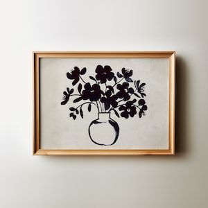 Minimalist Abstract Botanical Downloadable Art, Large Wall Art, Neutral Cottage Core Decor, Above Bed Decor Floral Print