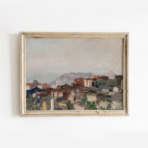 Vintage Europees landschap downloadbare kunst | Decoratie voor boven het bed | Grote muurkunst | Direct downloaden | Aesthetic Cottage Core-huisdecoratie