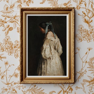 Faceless Portrait of a Woman | Victorian Decor Download Art | Dark Academia Portrait Oil Painting