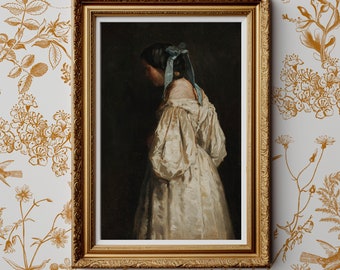 Faceless Portrait of a Woman | Victorian Decor Download Art | Dark Academia Portrait Oil Painting