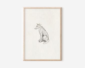 Antikes Hundeportrait | Neutrale Wand Kunst Hund Mama Geschenk | Vintage Hund Skizze druckbare Kunst | Preppy Wandkunst