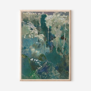 Modernes abstraktes Ölgemälde aus der Mitte des Jahrhunderts | Moody Wandkunst herunterladbare Kunst | Großer Wandkunst-Galerie-Wanddruck