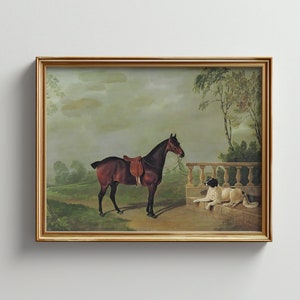 Cottagecore Decor Equestrian Wall Art | Vintage Horse Oil Painting Downloadable Art | Horse Lover Gift