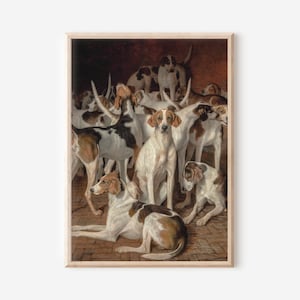 Antique Dog Painting | Downloadable Prints | Print Yourself | Digital Prints | 20th Century Art | Hunting Dogs | Hunting Artwork