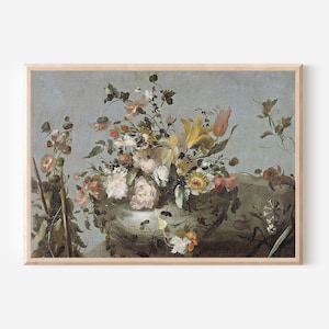 Vintage Flower Wall Art | Botanical Still Life Oil Painting | Victorian Floral Wall Decor | Downloadable Prints