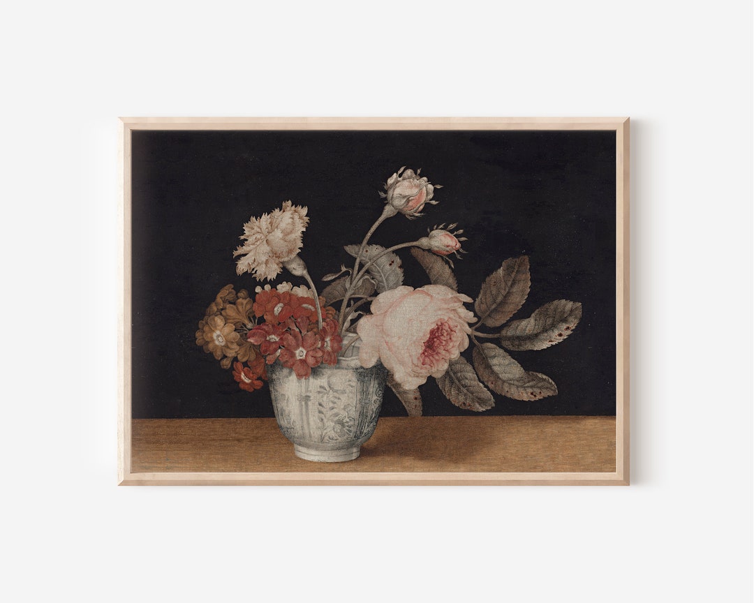 Vintage Roses Still Life Art Print | Antique Floral Kitchen Decor ...