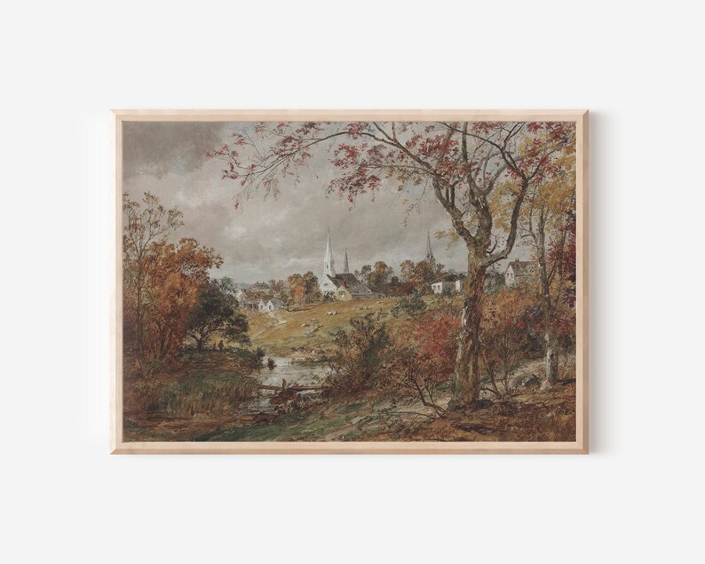 Country Scenery Wall Decor Vintage Landscape Oil Painting Warm Tones Neutral Wall Art Printable Digital Download image 7