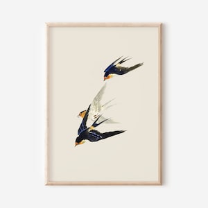 Cottage Core Decor Neutral Wall Art | Vintage Bird Minimalist Wall Art | Laundry Room Decor Gallery Wall Downloadable Art