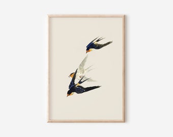 Vintage vogeltekening | Cottage kerndecor | Kwekerij afdrukbaar | Neutrale badkamer wanddecoratie | Galerij kunst aan de muur | Schoorsteendecor