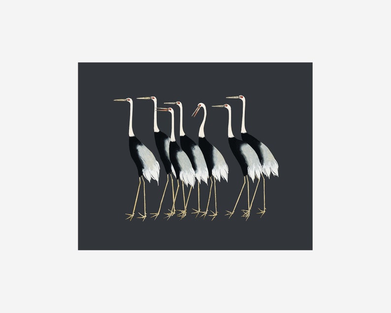 Vintage Bird Wall Art Downloadable Prints | Japanese Crane Print Farmhouse Decor | Coastal Bird Print | Bird Lover Gift image 3