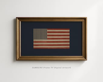 American Flag Samsung Frame TV Art, Patriotic 4th of July TV Art, Americana Decor, Vintage USA Flag Wall Decor