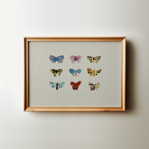 Minimalist Butterfly Print Vintage Wall Art | Neutral Butterflies Painting Nursery Decor | Farmhouse Decor Downloadable Artwork