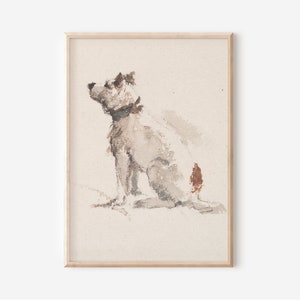Vintage Dog Painting Nursery Wall Art | Dog Lover Gift Dog Mom Gift | Dog Art Download | Neutral Wall Art Kids Room Decor