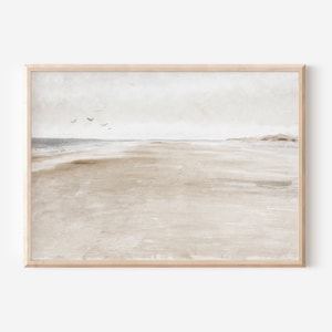 Minimalist Beach Painting Neutral Wall Art | Vintage Soft Coastal Landscape | Summer Printable Downloadable Art