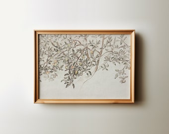 Neutral Apple Tree Sketch | Vintage Rustic Farmhouse Kitchen Wall Art | Minimalist Still Life Spring Printable | Downloadable Art