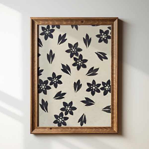 Neutral Floral Printable Wall Art | Minimalist Modern Farmhouse Botanical Black and White Downloadable Art