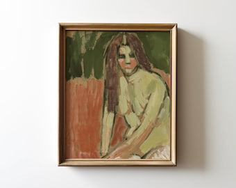 Vintage Female Figure Oil Painting Print: Abstract Portrait Art Digital Download