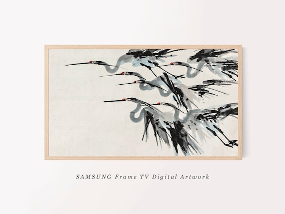 Vintage Crane Framed TV Artwork | lg tv Art | Antique Artwork for Samsung Frame TV | Summer Digital TV Artwork