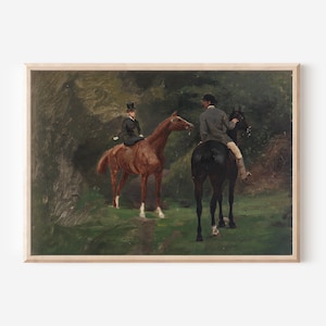 Vintage Horse Oil Painting Print | Moody Wall Decor | Horse Lover Gift | Cottagecore Decor | Trendy Wall Art