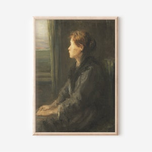 Vintage European Portrait Oil Painting | Antique Portrait of a Woman Printable Wall Art