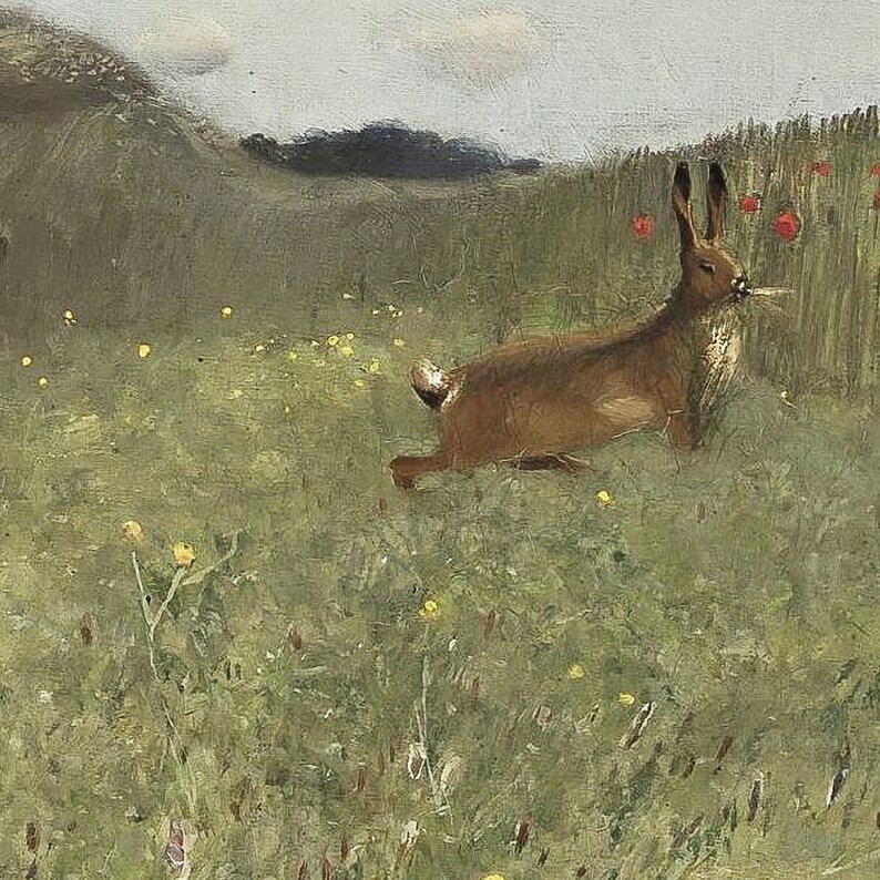 Antique PRINTABLE Artwork Downloadable Artwork Painting of a Rabbit PRINTABLE Wall Art Digital Downloads Kids Art Decor image 4