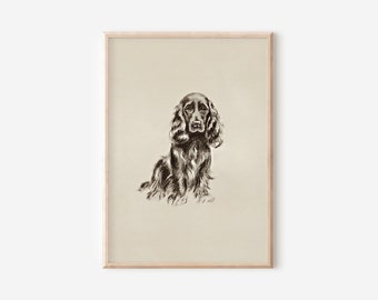 Vintage Dog Sketch Print | Downloadable Prints | PRINTABLE Wall Art | Digital Artwork | Digital Downloads | Farmhouse Decor | Simple | Puppy