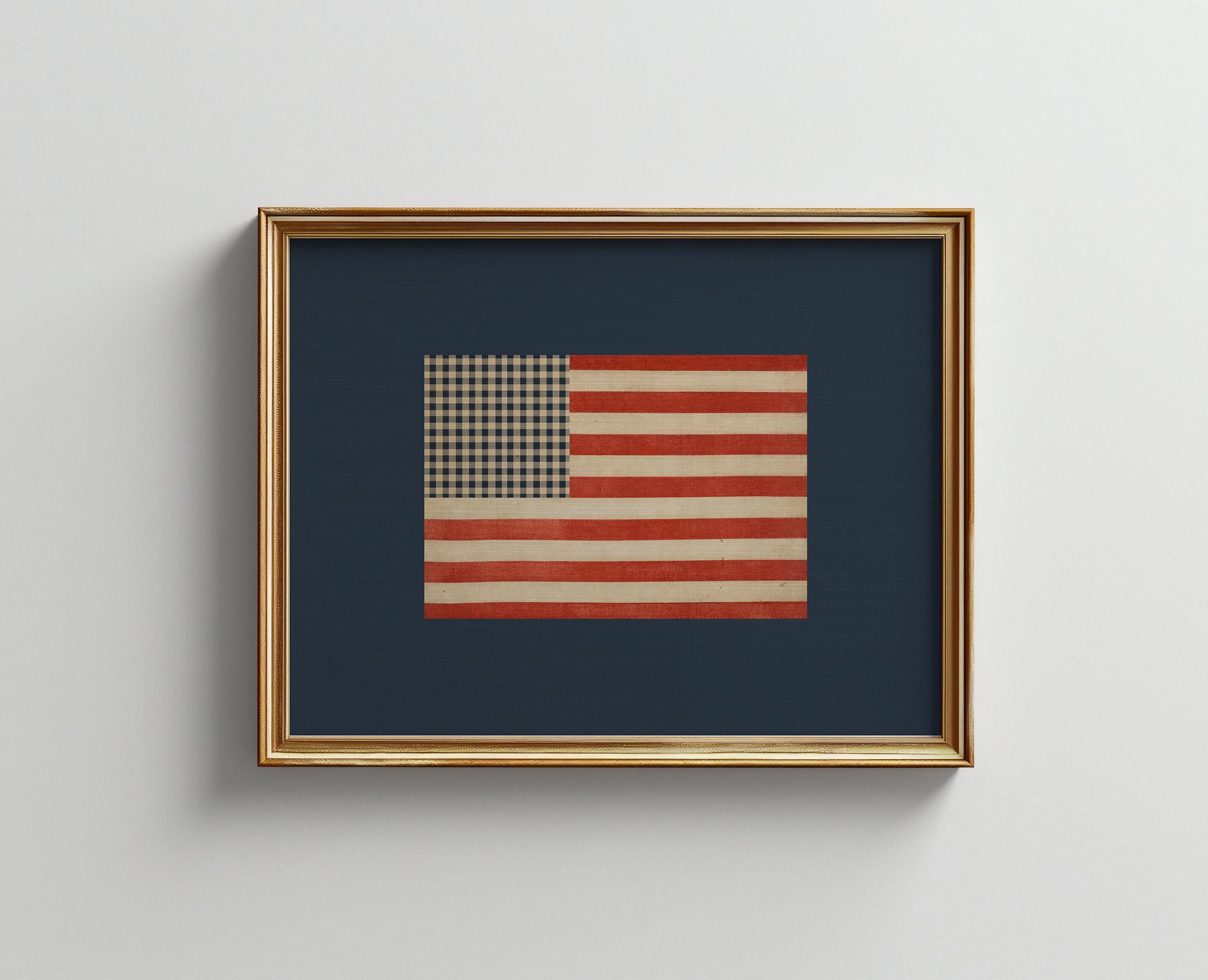 Patriotic USA Flag Wall Art | Rustic Americana Decor | Instant Download | Fourth of July Printable | Preppy Wall Decor