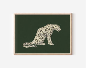 Vintage Leopard Wall Art | Moody Leopard Home Decor | Neutral Wall Fall Decor Printable Wall Art | Modern Farmhouse Digital Download