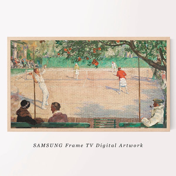 Vintage Tennis Painting for Samsung Frame TV | Downloadable Digital Art | Downloadable Artwork for TV  | Digital Wall Art | TV Artwork