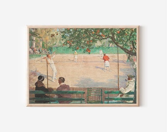 Vintage Tennis Print | Downloadable Art Print | PRINTABLE Wall Art | Digital Artwork | Digital Download | Sports Artwork | Antique Painting
