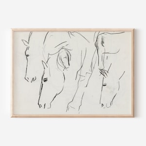 Vintage Equestrian Downloadable Art | Neutral Wall Art Horse Art Print | Cottage Core Decor Apartment Decor | Rustic Wall Art