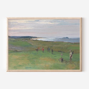 Vintage Golf Downloadable Art Print | Golf Lover Gift Idea | Landscape Oil Painting Printable | Office Room Decor