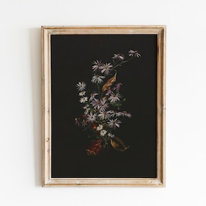 Pintura al óleo floral vintage / Arte mural botánico con ambiente melancólico (Arte descargable)
