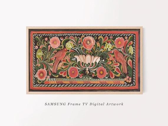 Samsung Frame TV Art | Vintage FolkArt TV Art | Cottage Core Decor Preppy Wall Decor | Frame TV Art | Downloadable Art