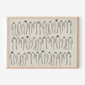 Vintage Gentleman Figure Sketch | Minimalist Downloadable Wall Art Print | Antique Drawing for Home Decor | Mid Century Modern