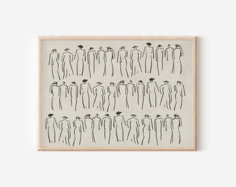 Figure Sketch Vintage Drawing Figure Wall Art | Minimalist Wall Art Downloadable Prints | Gentleman Antique Art Print