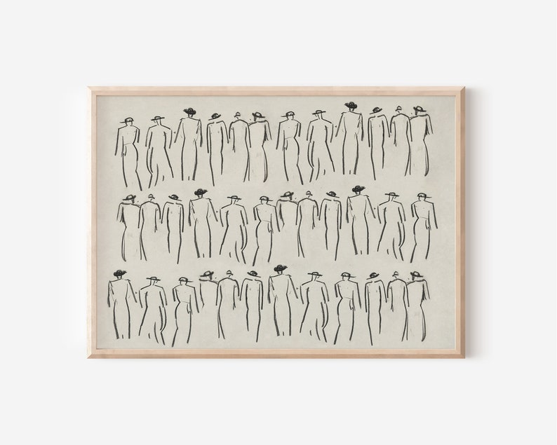 Figure Sketch vintage Dessin Figure Wall Art Impressions téléchargeables d'art mural minimaliste Gentilhomme Antique Impression artistique image 1