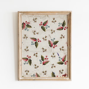Printable Vintage Floral Tapestry Wall Art | Neutral Antique Flowers Pattern Wall Decor | Vintage Textile Printable Art