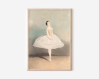 PRINTABLE Vintage Nursery Art | Antique Ballerina Pastel Watercolor Girls Room Wall Decor | Downloadable Digital Art | Muted Painting